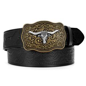 9542 Women Western Leather Belt, Cowboy Cowgirl Belt For Jeans Pants Longhorn